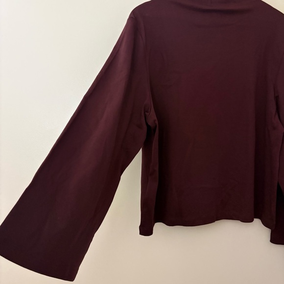 NEW COS long-sleeved mock neck top in a dark plum wide sleeves 100% Cotton Sz L - Picture 5 of 13